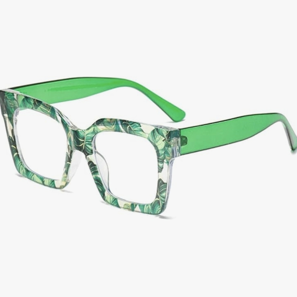 NEW Green Multicolor Leaf Oversized Fashion Glasses - Picture 2 of 11